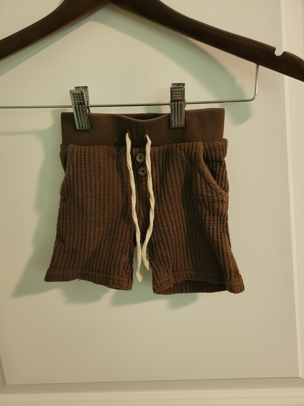 Organic - Jamie Kay Brown Waffle Knit Drawstring Shorts